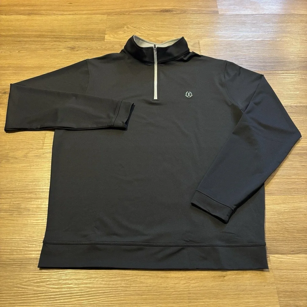 Peter Millar Crown Sport Perth 1/4 Zip Pullover Men's L Black Muirfield Village